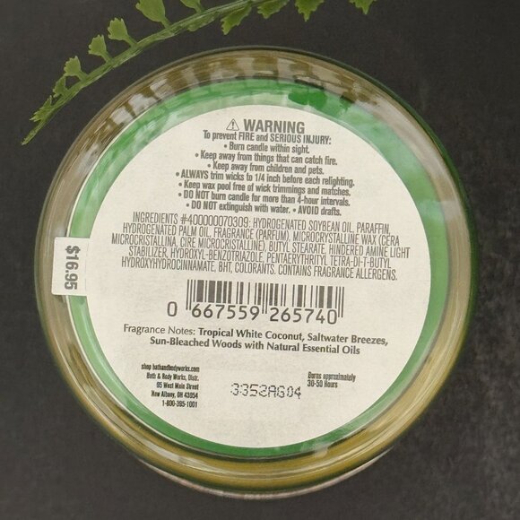 BBW Waikiki Beach Coconut Bath & Body Works Single Wick Candle - Picture 10 of 10